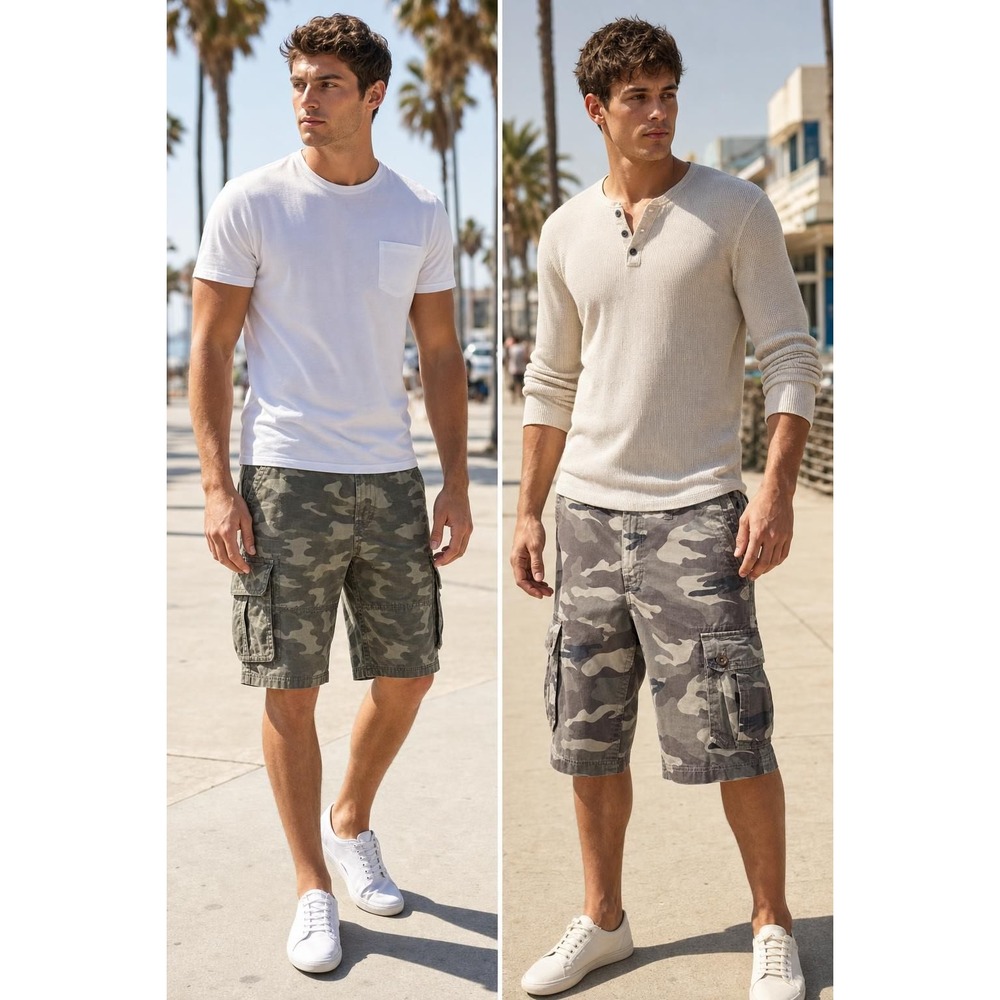 American Eagle Aeropostale Cargo Shorts Men's 32 Lot Of Two Camo Military Y2K